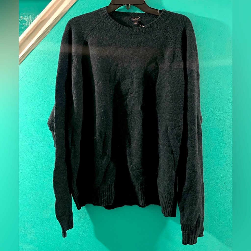 J. Crew Knit Sweater Mens Sz Xl Crewneck 100% Lambs Wool Long Sleeves 98323 Blue